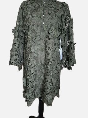 J Marie "Seraphina" 3D Olive Green Floral Lace Dress